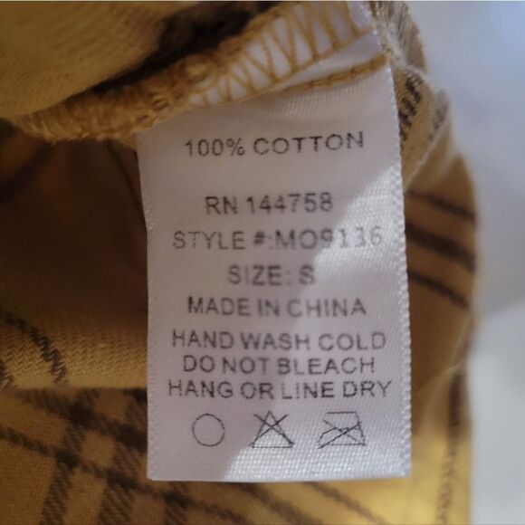 Women's Mustard Yellow Plaid Flannel Button-Down Shirt - Picture 12 of 14